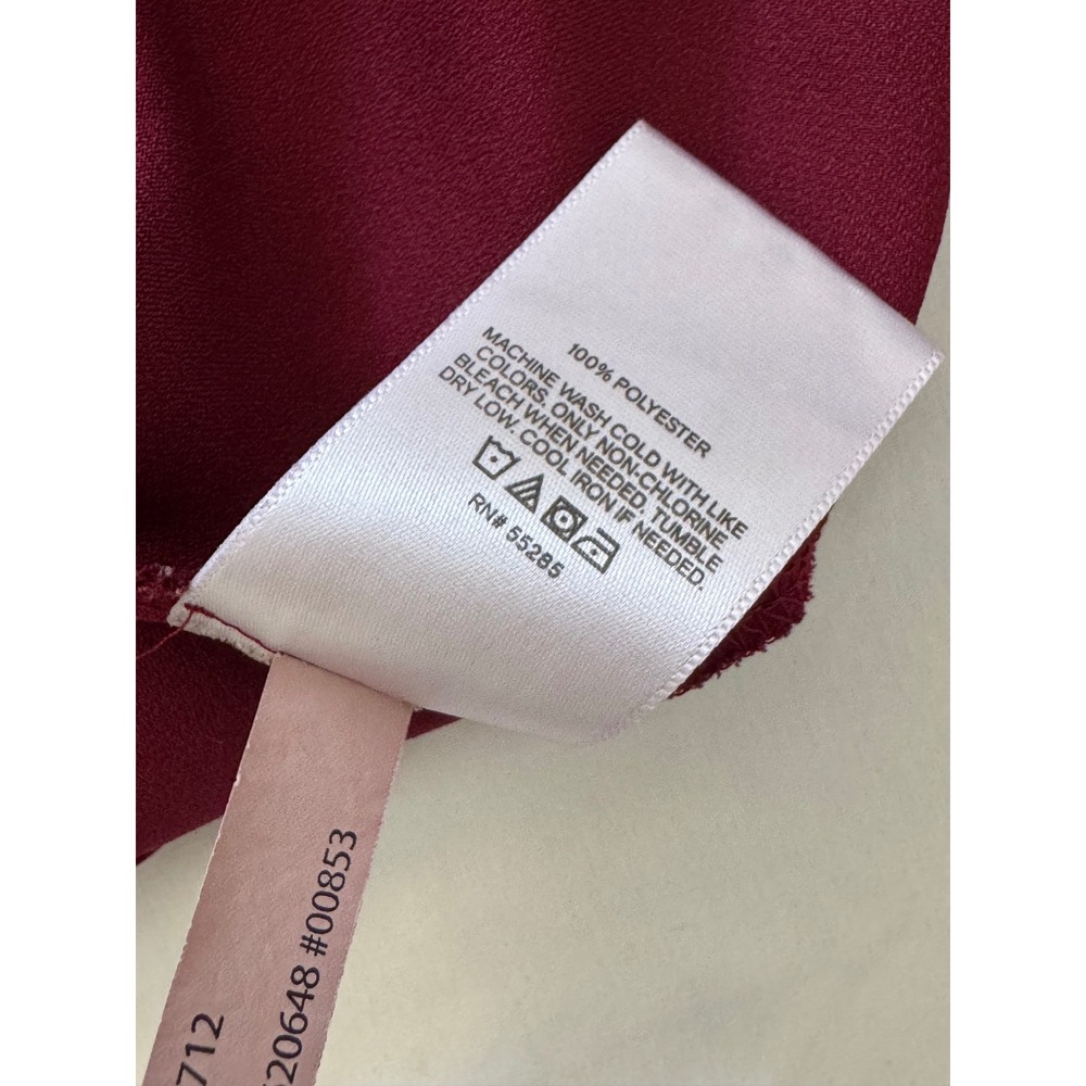Express Womens XS Blouse Burgundy Wine Red Coquette Chic Quiet Luxury Chic - Picture 4 of 5
